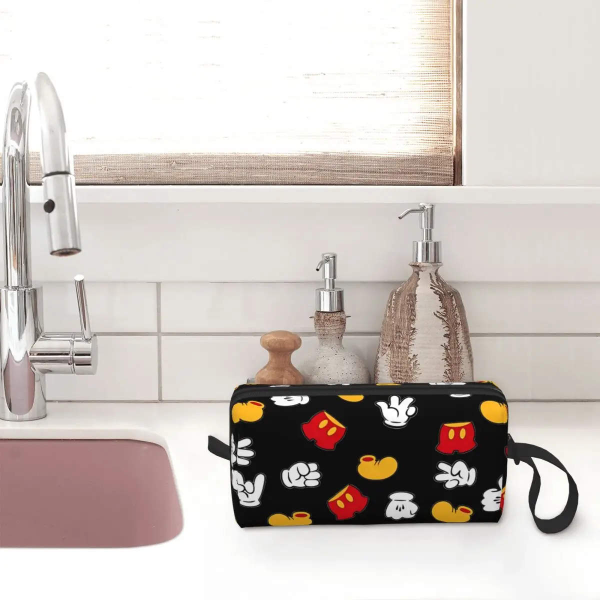 Gloves Pants Cute Mickey Mouse Large Makeup Bag Zipper Pouch Travel Cosmetic Bags Portable Toiletry Bag for Unisex