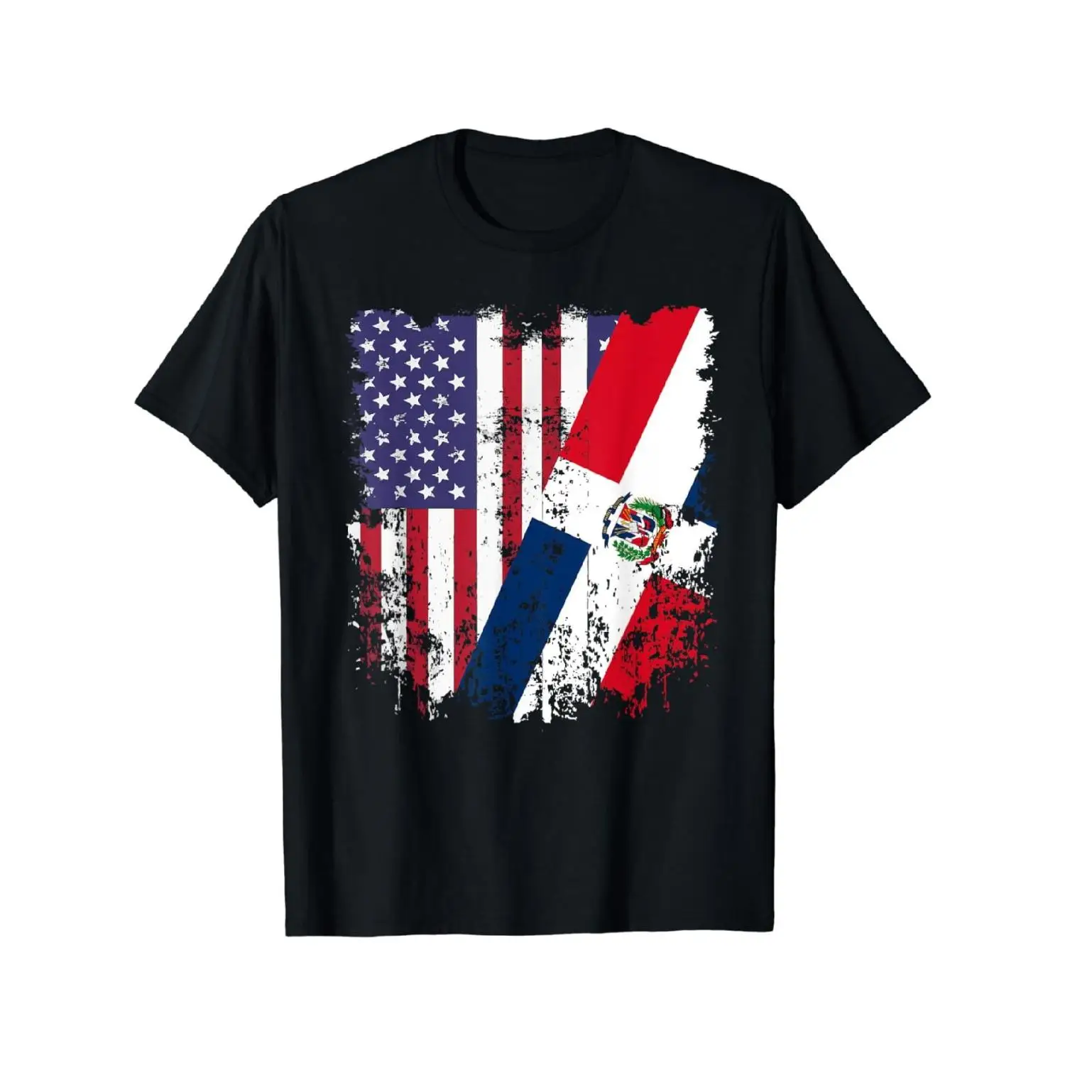 

American & Dominican Republic Flag T-shirt Men Women Unisex Casual Short Sleeve Graphic Tee Patriotic Pride Top