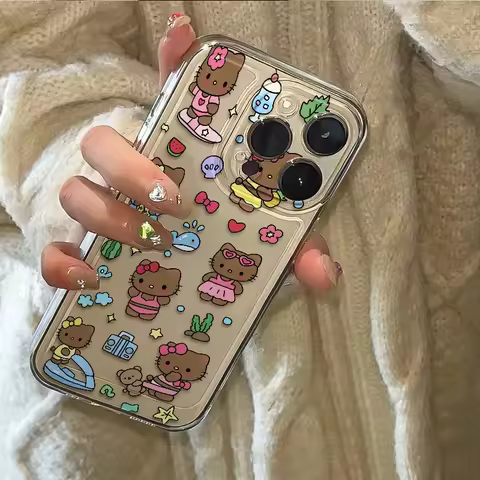 Black Skin Hello Kitty Case For Samsung Galaxy S22 Ultra S20 FE Plus A14 A05 A05S A53 A31 A51 A71 A21S A13 A23 A04 A32 A52 A72