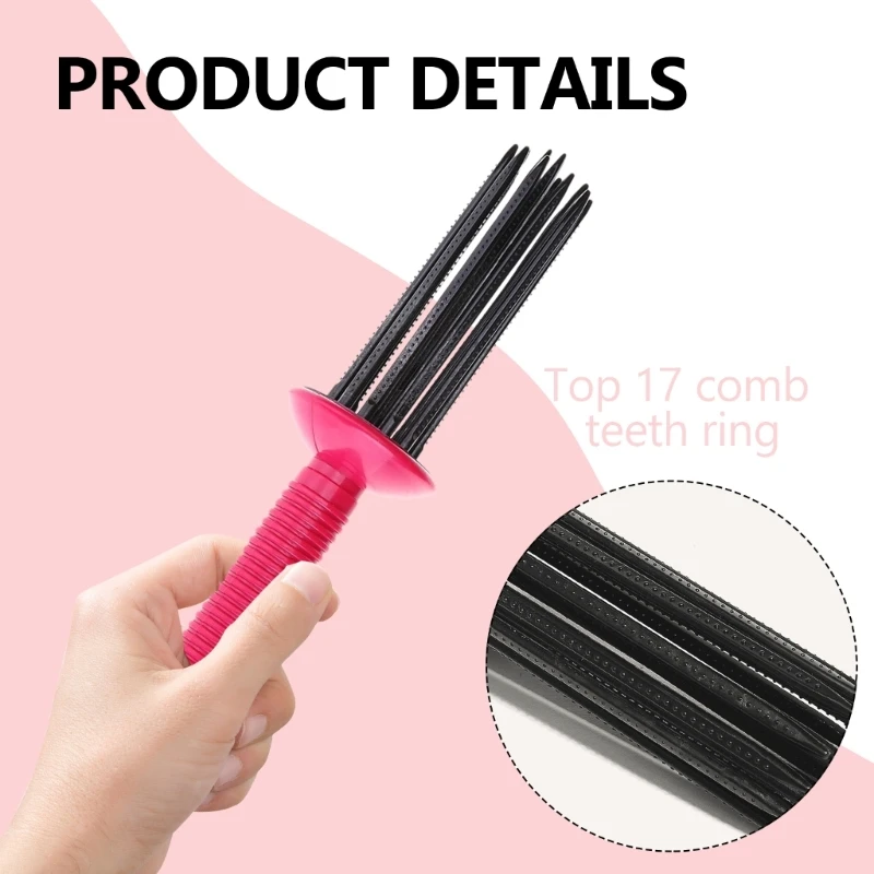 Y1UF 17 Teeth Round Combs Hair Brush,Small Anti‑slip Curling Wand,Curly Hair Styler Tool,Professional Hairstyling Tools