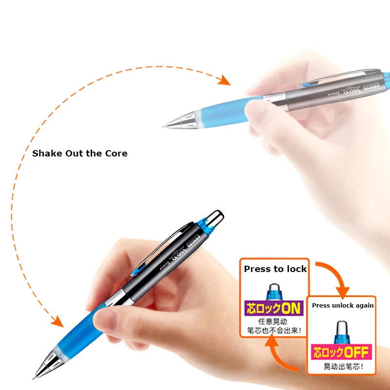 Uni Mitsubishi Mechanical Pencil, M5-617618GG Alpha-Gel Shake Out Lead 0.5mm Automatic Pen Anti-fatigue Grip Japanese Stationery