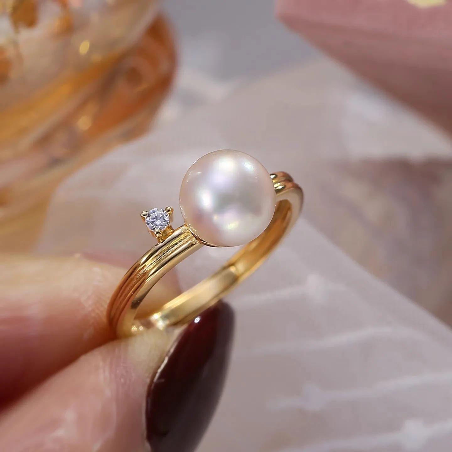 

MeiBaPJ 8 мм пресноводный жемчуг простое кольцо модный держатель кольцо DIY 925 серебро оправа изысканные свадебные украшения для женщин