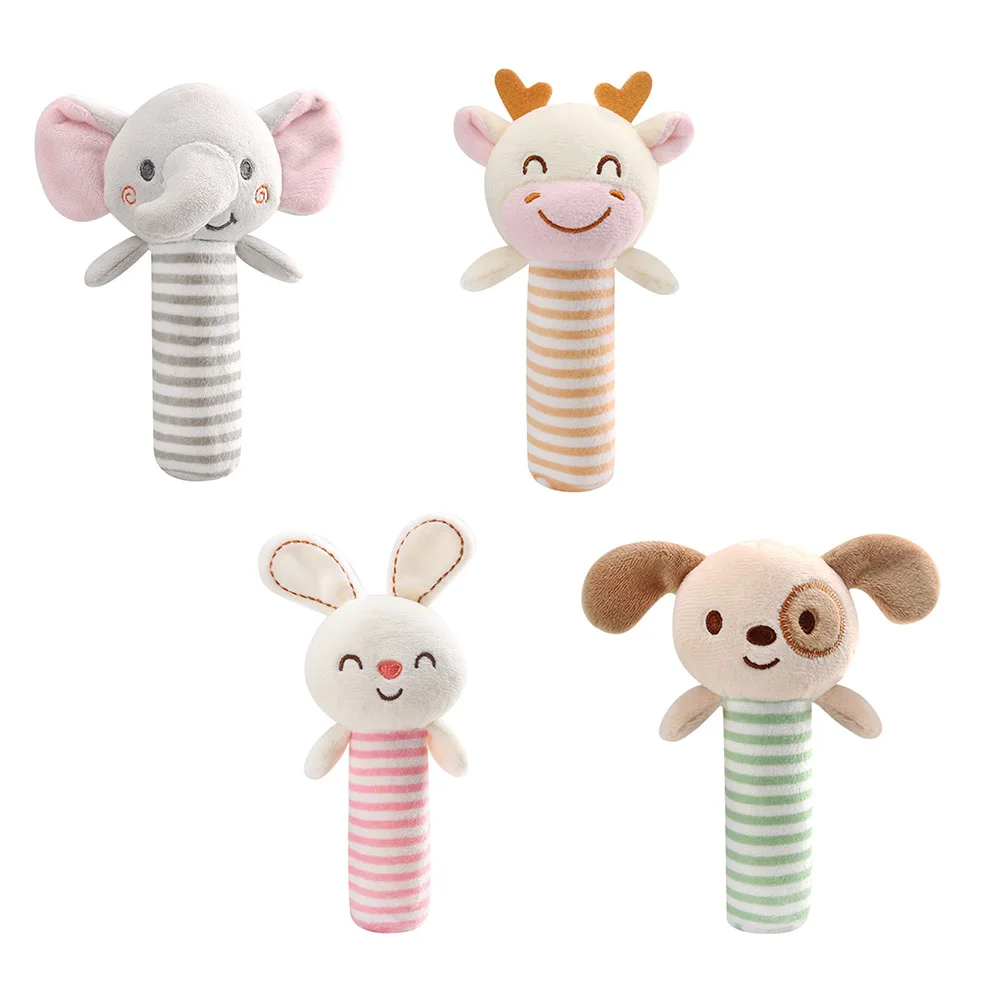 

1Pcs Baby Bed Bell Cartoon Animal Handbell Soft Soothing Infant Grab Stick 0-3 Years Development Educational Bed Hanging Rabbit