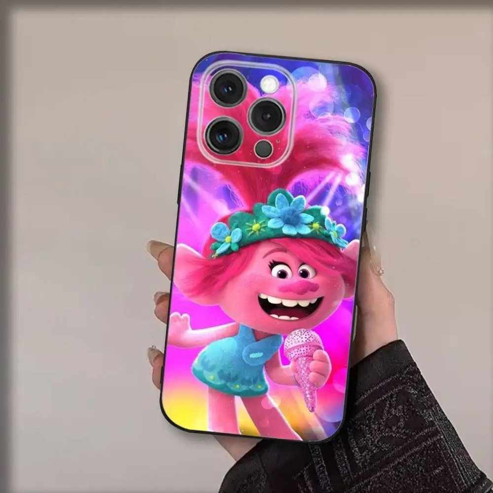 Film T-Trolls P-Poppy-ys Handyhülle für iPhone16,15,14,13,12,11,Pro,Max,Plus,X,XS,SE4,E,Mini,Soft Black Case