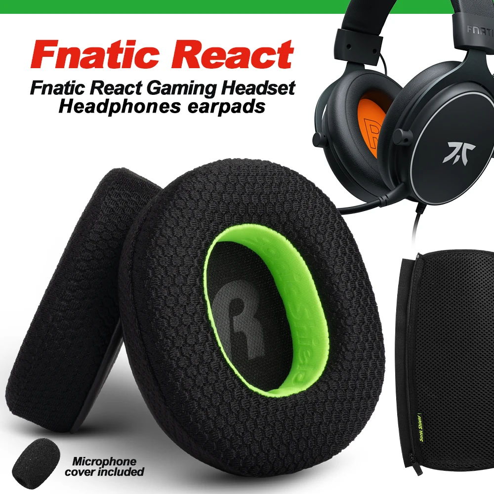 Almohadillas de espuma para auriculares Fnatic React Gaming, almohadillas de espuma viscoelástica de repuesto, duraderas
