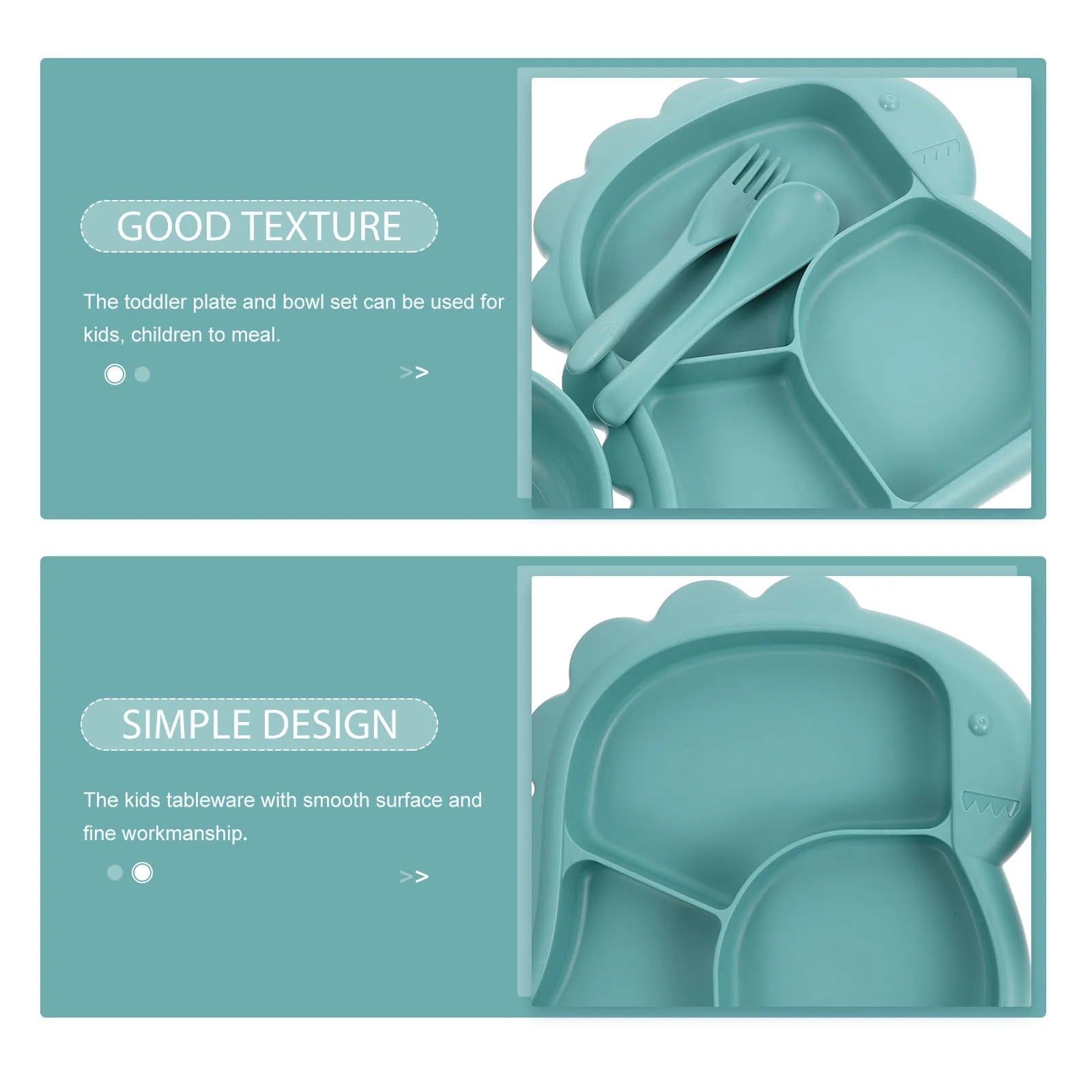 

1 set 1 Dinosaur Divided Plate With Spoon Fork Tableware Set Feeding Bowl Plate Bowl Set