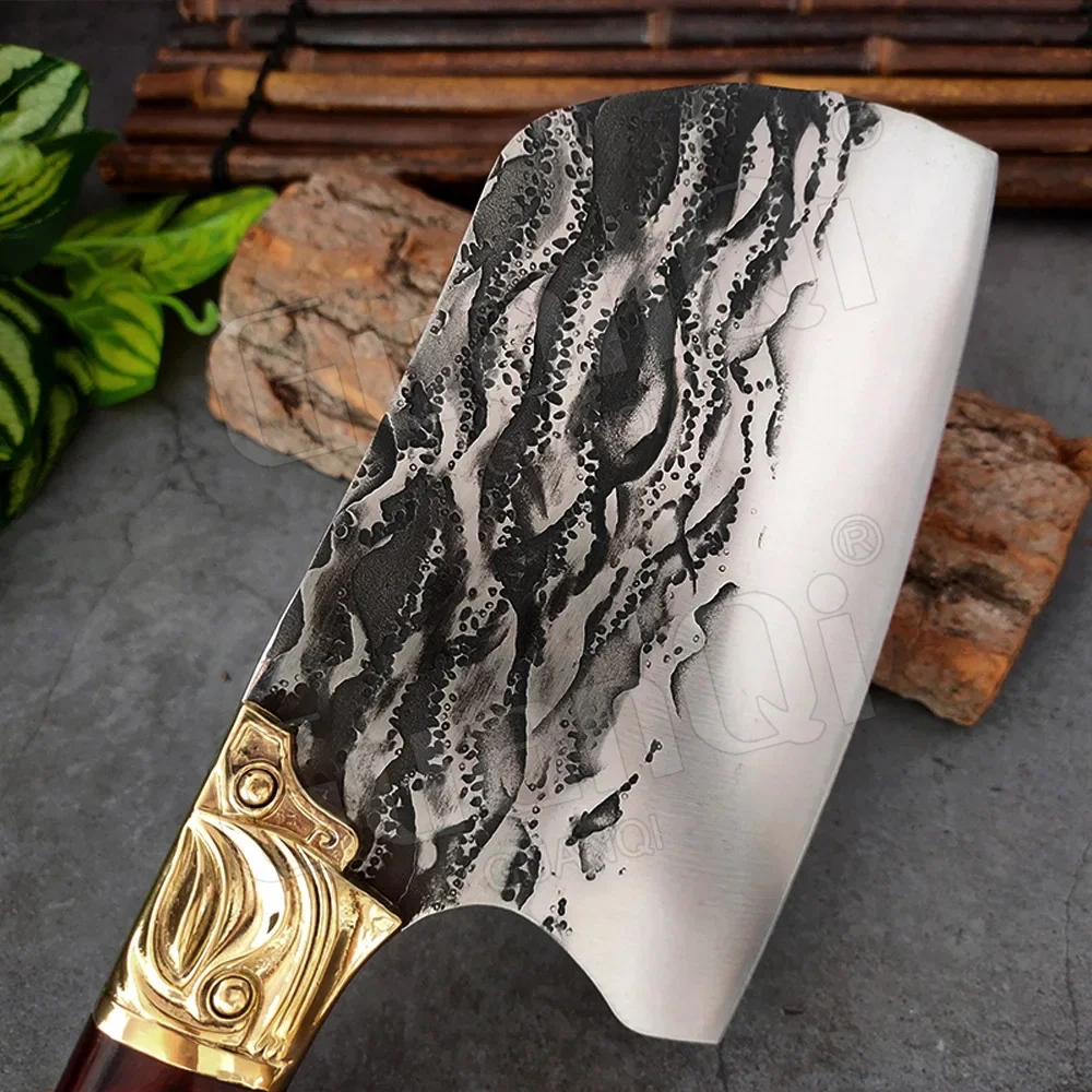 1-4PCS Forged Kitchen Knives Wood Handle Chinese Cleaver Knife Meat Fruit Vegetable Fish Butcher Knife High Carbon Knives