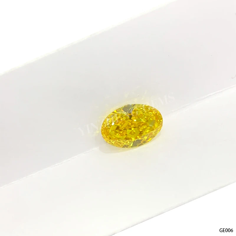 Forma de corte oval de diamante cultivado em laboratório fantasia amarelo vívido 3.01ct vs1 2vg n hpht para fabricação de joias finas com certificado igi