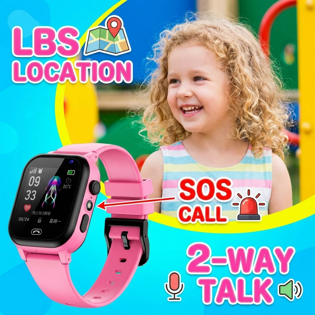 

Kids Smart Watch LBS SOS Location Position 2G SIM Card Flashlight Phone Call Alarm Clock Children Smartwatch Camera Boys Girls