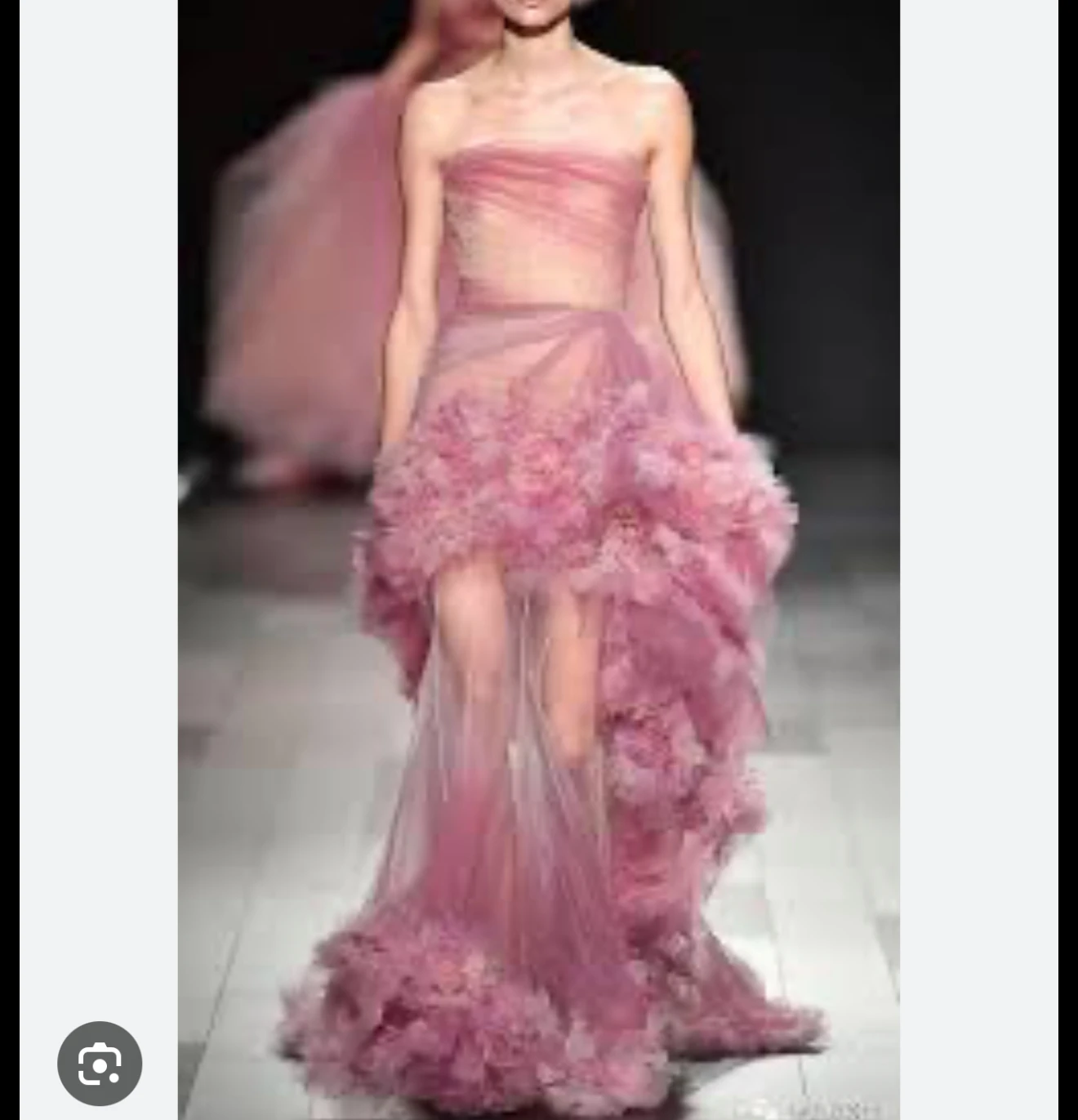 Customized Strapless Blush Pink Tulle Prom Dress Asymmetrical 3D Flower Evening Gown