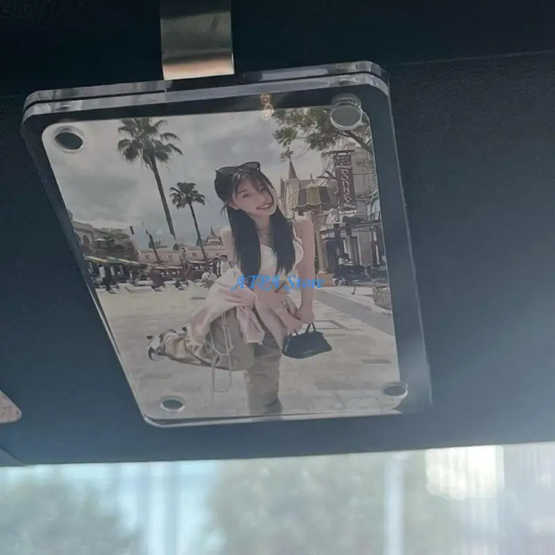 u13c حامل صور السيارة المغناطيسي مقطع Sunvisor لصور العائلة الديكور الداخلي