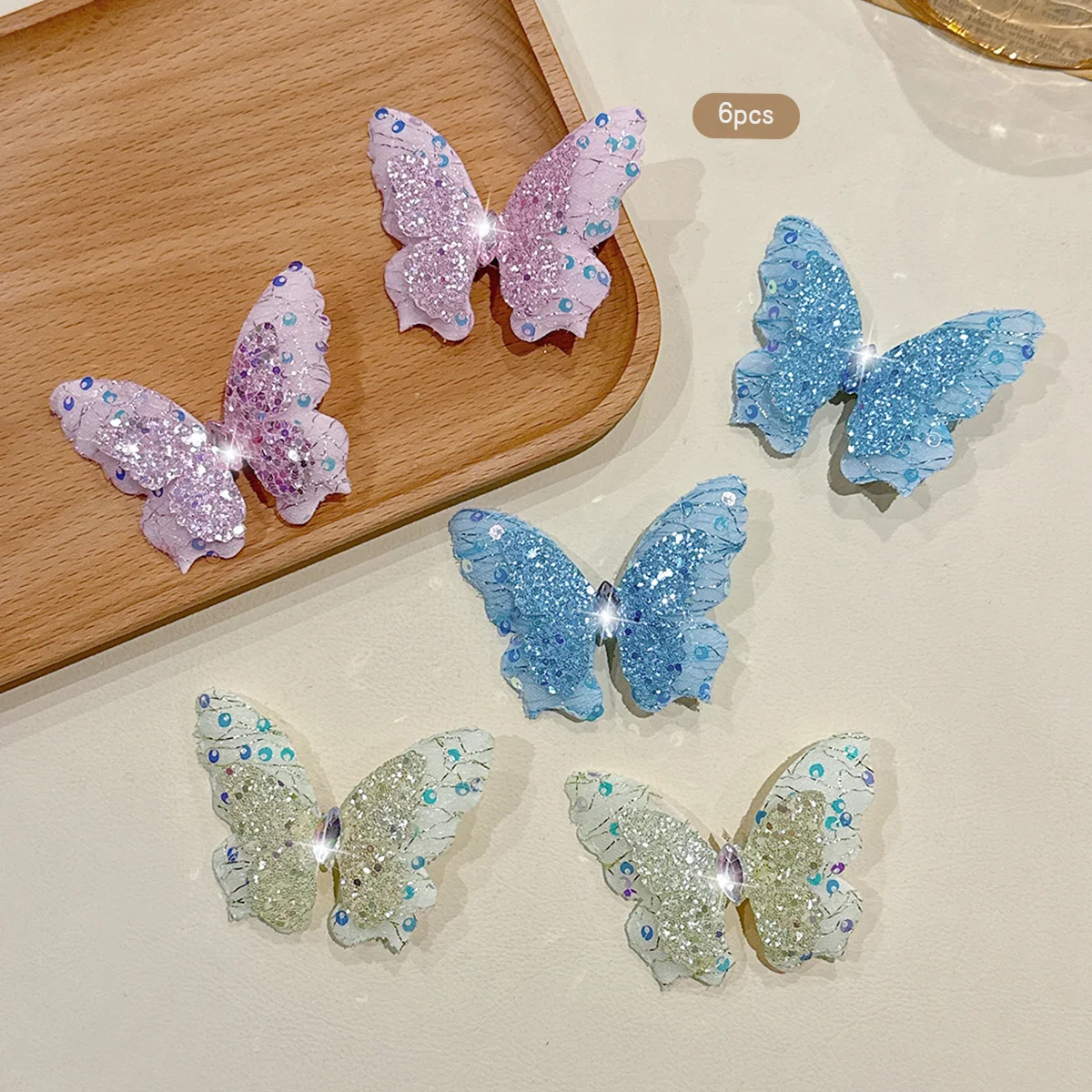 6 bunte Schmetterlings-Haarspangen im süßen Stil, geeignet für den täglichen Gebrauch als Accessoires – Detail 5