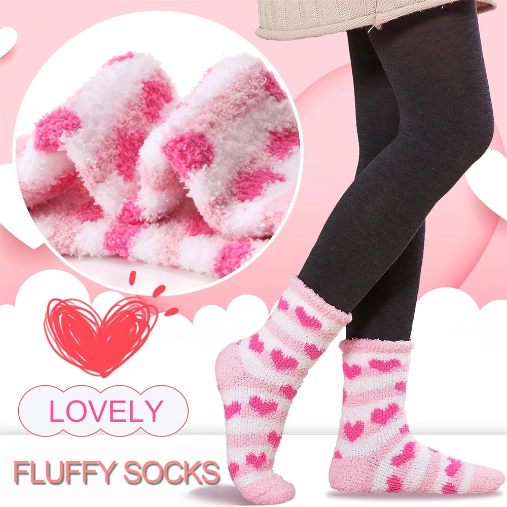 5Pair Fuzzy Socks Soft Cozy Fluffy Slipper Winter Warm Plush Socks Christmas Stocking Stuffers Gifts for Women