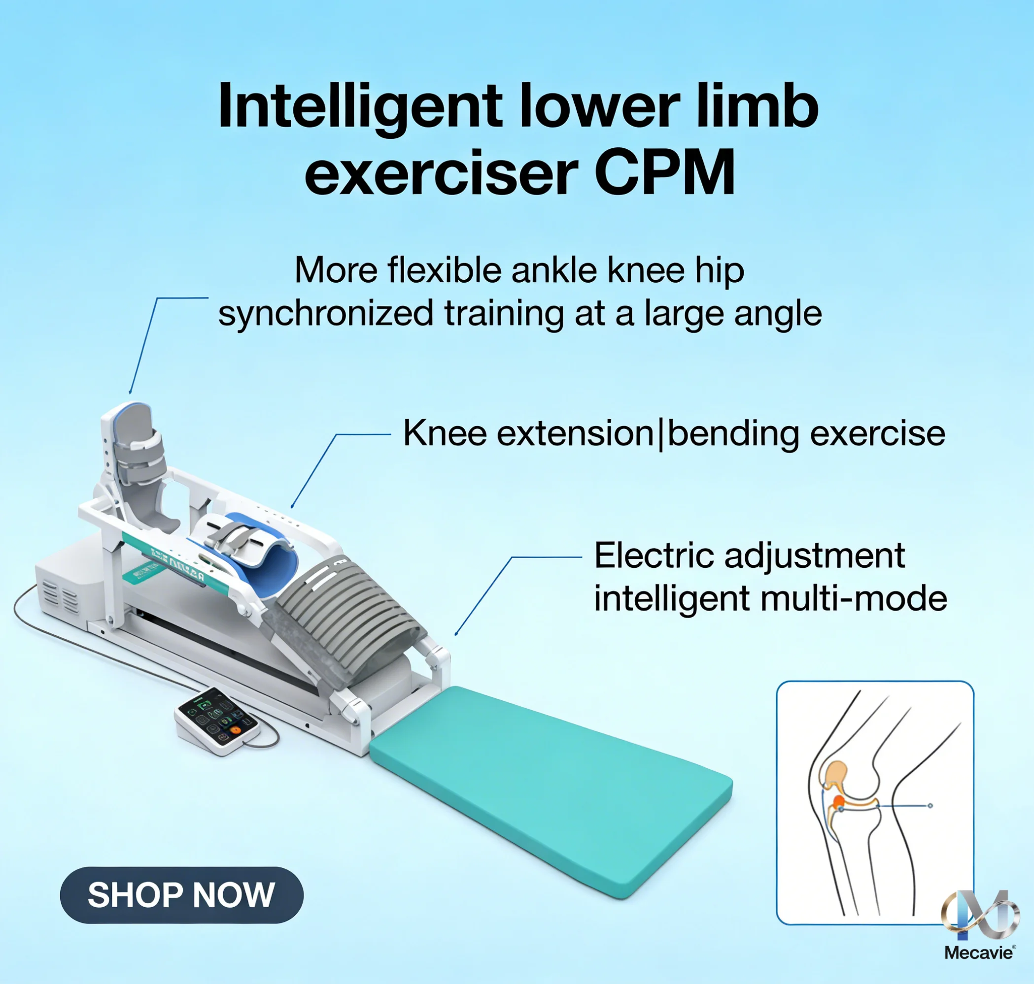

Тренажер CPM 2026 для реабилитации коленного сустава: сгибание и разгибание при переломах колена и нижних конечностей, домашний тренажер, электрический.