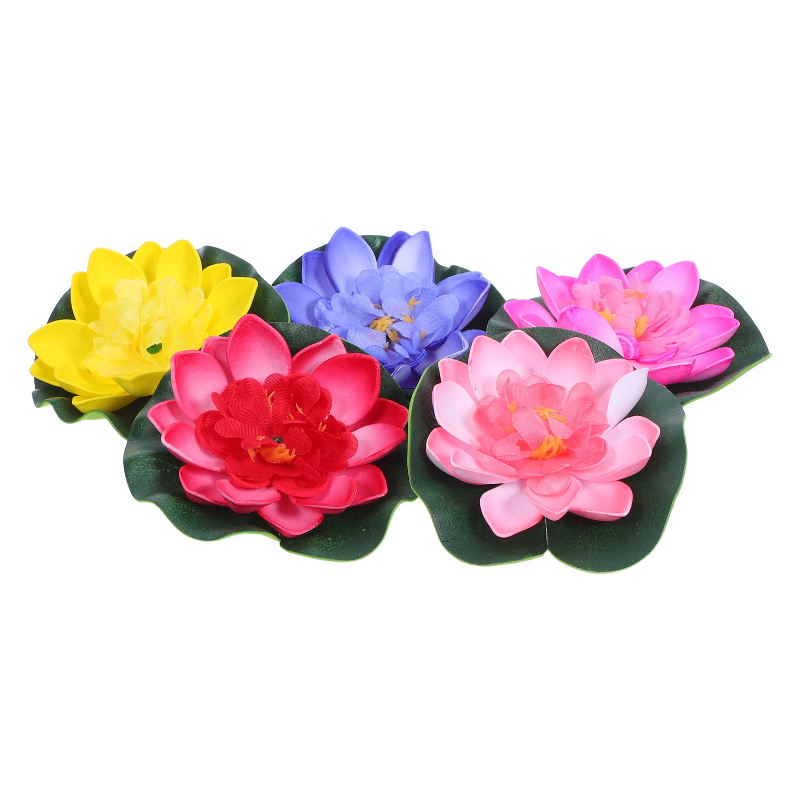 

5Pcs Artificial Floating Lotus Eva Flower Pond Decor 10cm Red Yellow Pink Lightpink Realistic Artificial Plant