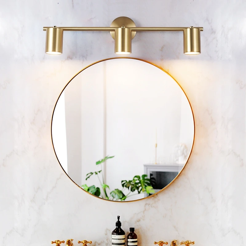 

Bathroom cabinet mirror headlight led no punching toilet toilet waterproof gold mirror light