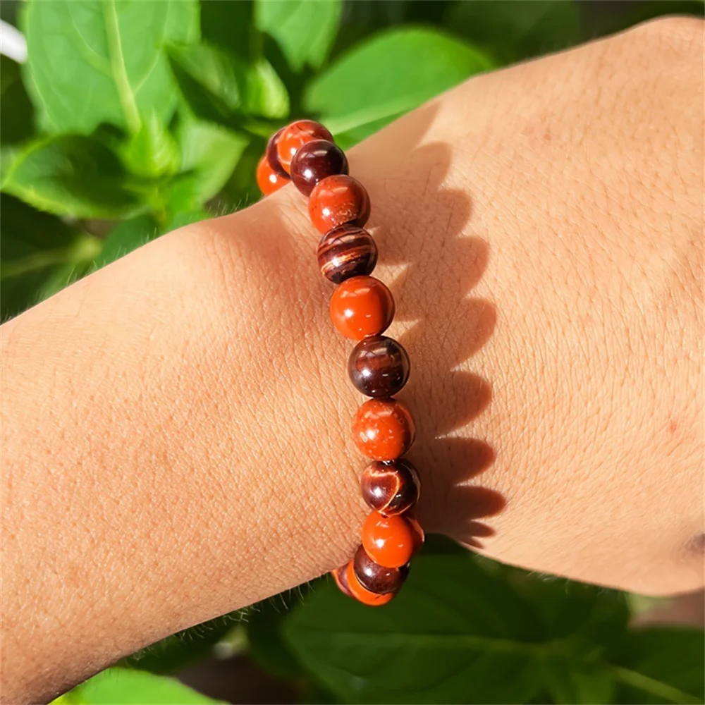 women's passionate and powerful bracelet 8mm red tiger eye and red stone fashionable bracelet suitable for women's daily