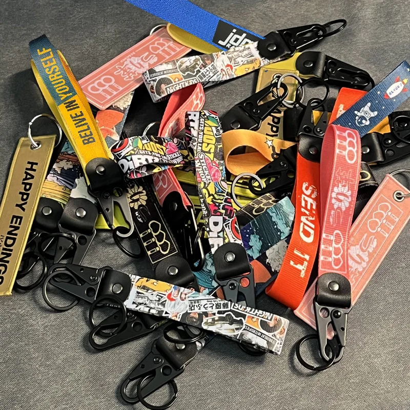 

Auto Motorcycle Nylon Key Strap Embroidery Lanyard for Car Keys Keychains Women Accessories Keyring Men Gifts for Friends