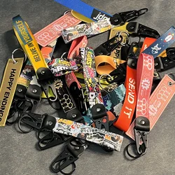 Auto Motorcycle Nylon Key Strap Embroidery Lanyard for Car Keys Keychains Women Accessories Keyring Men Gifts for Friends