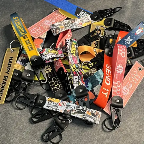 Auto Motorcycle Nylon Key Strap Embroidery Lanyard for Car Keys Keychains Women Accessories Keyring Men Gifts for Friends