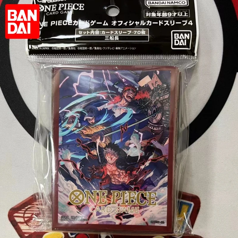 Bandai Original One Piece Card Game Official Card Sleeve 4 Anime Action Figures Game Cards Sleeve Collection Toys