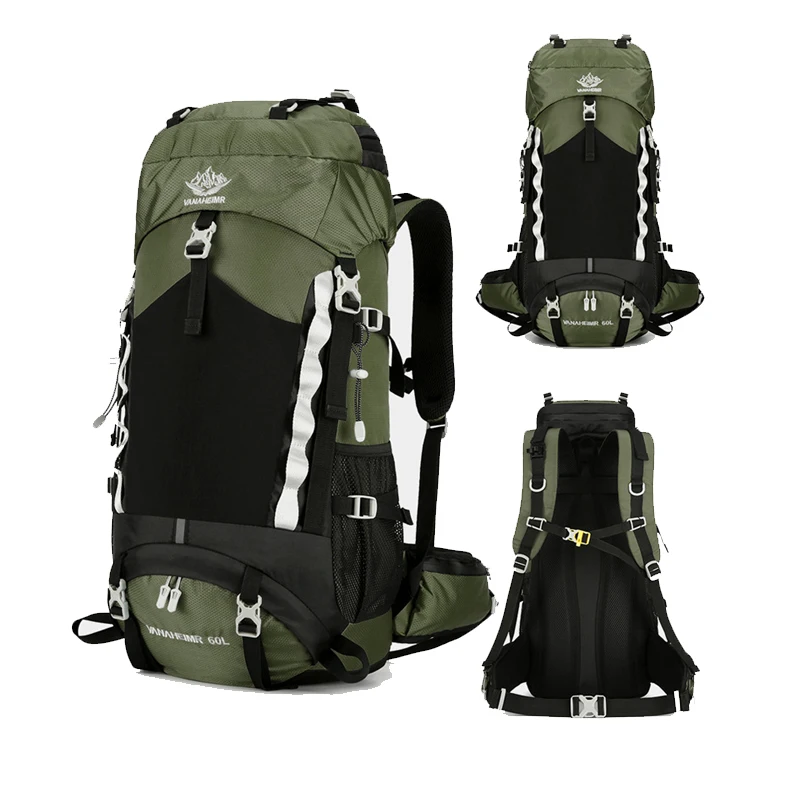 Large 60L Travel Bag Camping Backpack Hiking Army Climbing Bags Mountaineering Sport Bag Outdoor Shoulder Rucksack Men Women