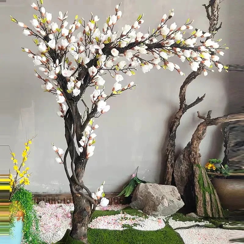 Simulated large magnolia tree decorative bonsai ornament space landscaping