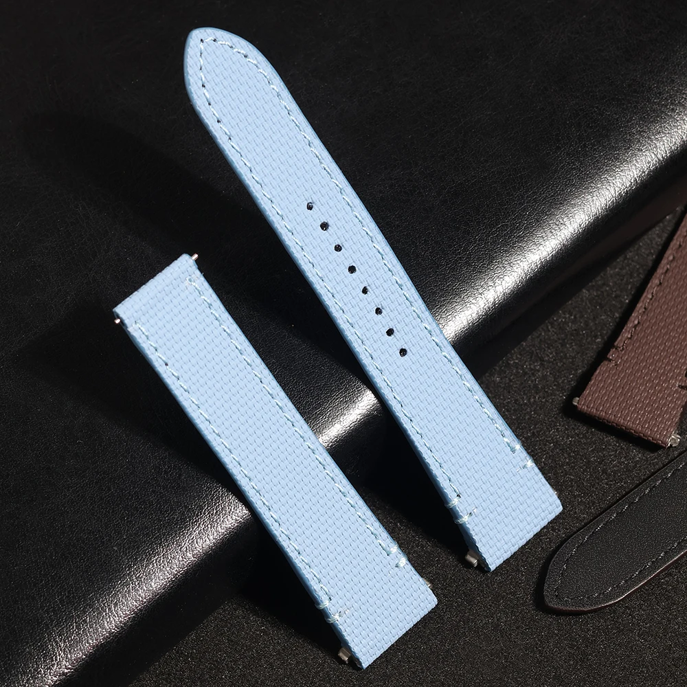 حزام ساعة كارتييه سانتوس سريع الإصدار مناسب تمامًا، حزام بديل مطاطي فلورو للمعصم متوسط الحجم للجنسين والرجال والنساء