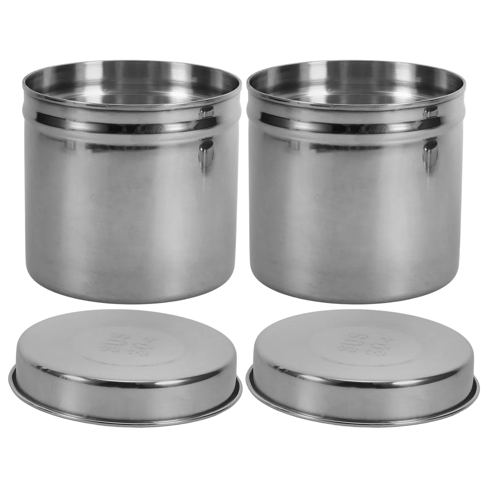 

2 Pcs 304 Stainless Steel Ointment Jar Corrosion Resistant Container 8cm Storage Can Disinfection Box Cotton Holder