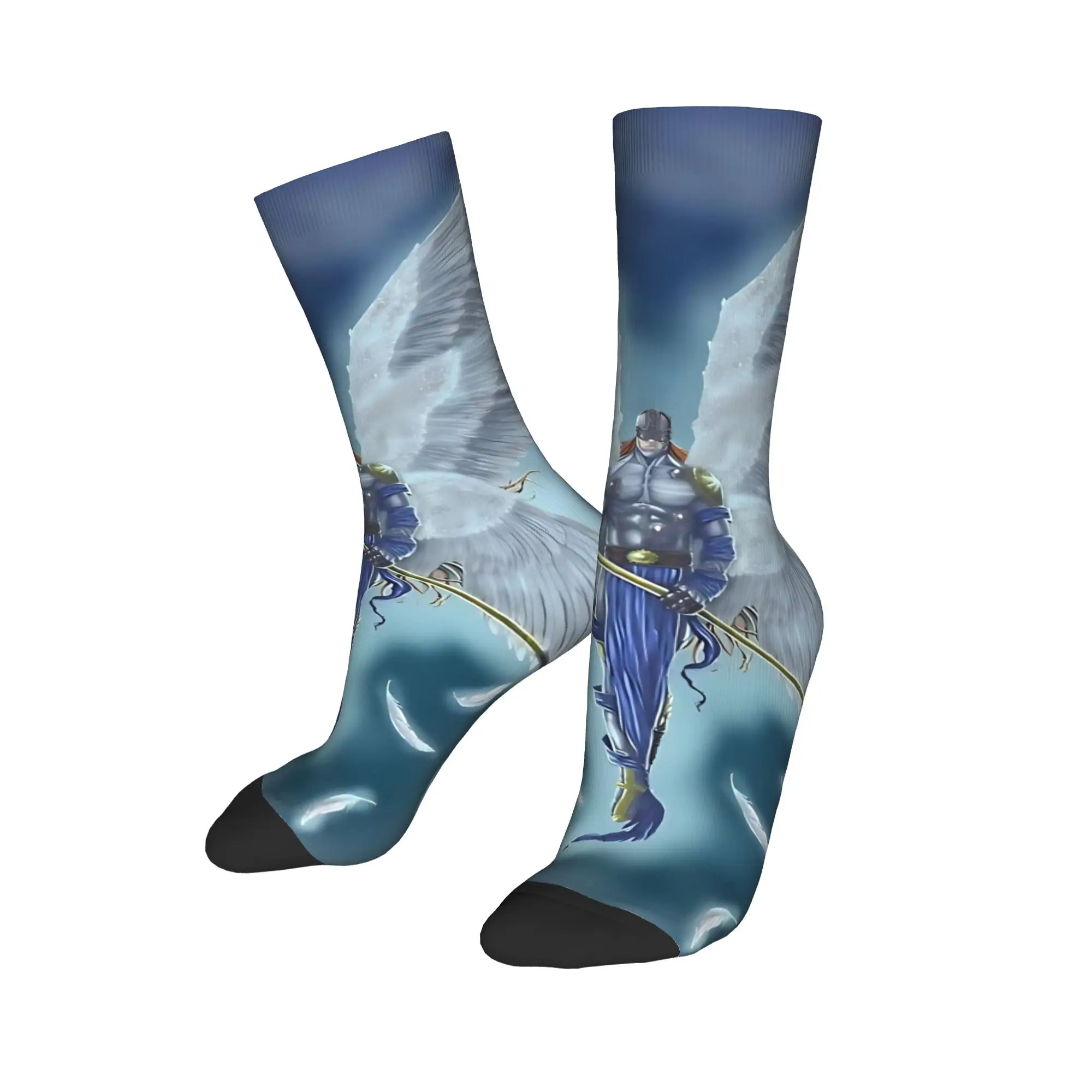 Funny Sock Bandai Digimon Angemon  Rock Seamless Pattern Printed Men Crew Socks Novelty Men's Socks