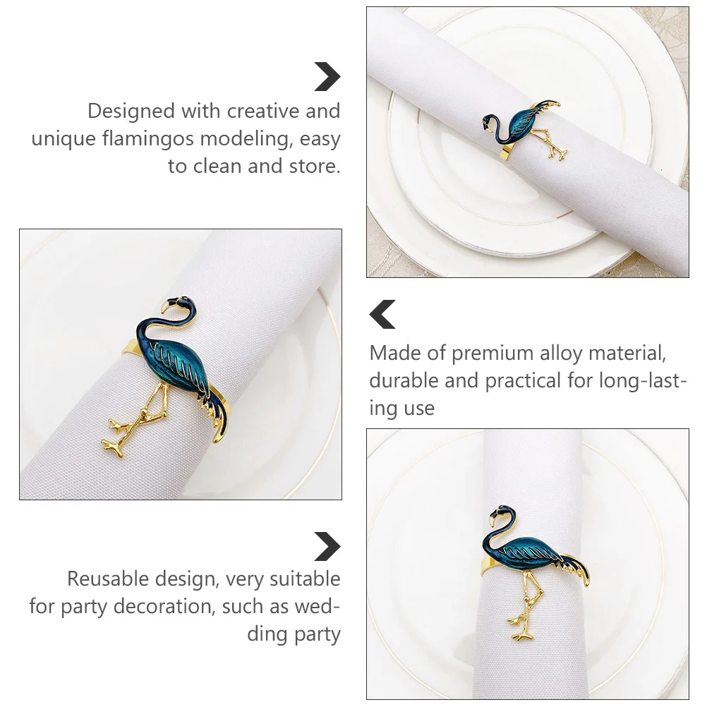 

2Pcs Napkin Holders Flamingo Theme Shiny Finish for Table Setting Decoration Reusable Alloy Napkin Clips Ideal for Banquet