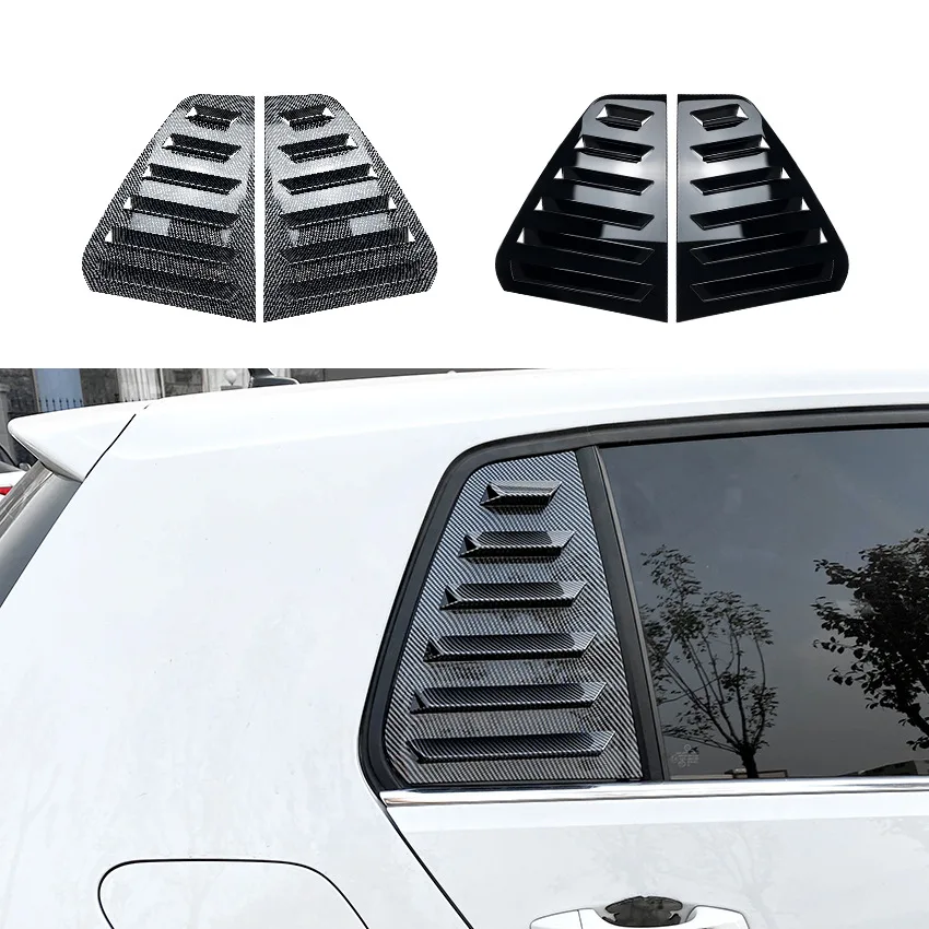 2pcs For VW Golf 7 Golf 7.5 MK7 MK7.5 2013-2019 Rear Triangle Window Louver Side Shutter Blind Shades Cover Trim Sticker Vent