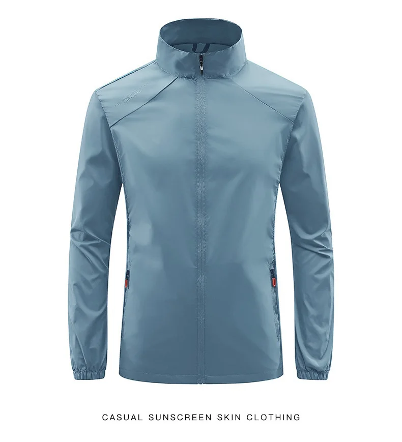Sommer Neue männer Sonnenschutz Haut Mantel Leichte Atmungsaktive Eis Seide Stehkragen Sonnencreme Jacke Outdoor Camping Jakcet – Detail 20