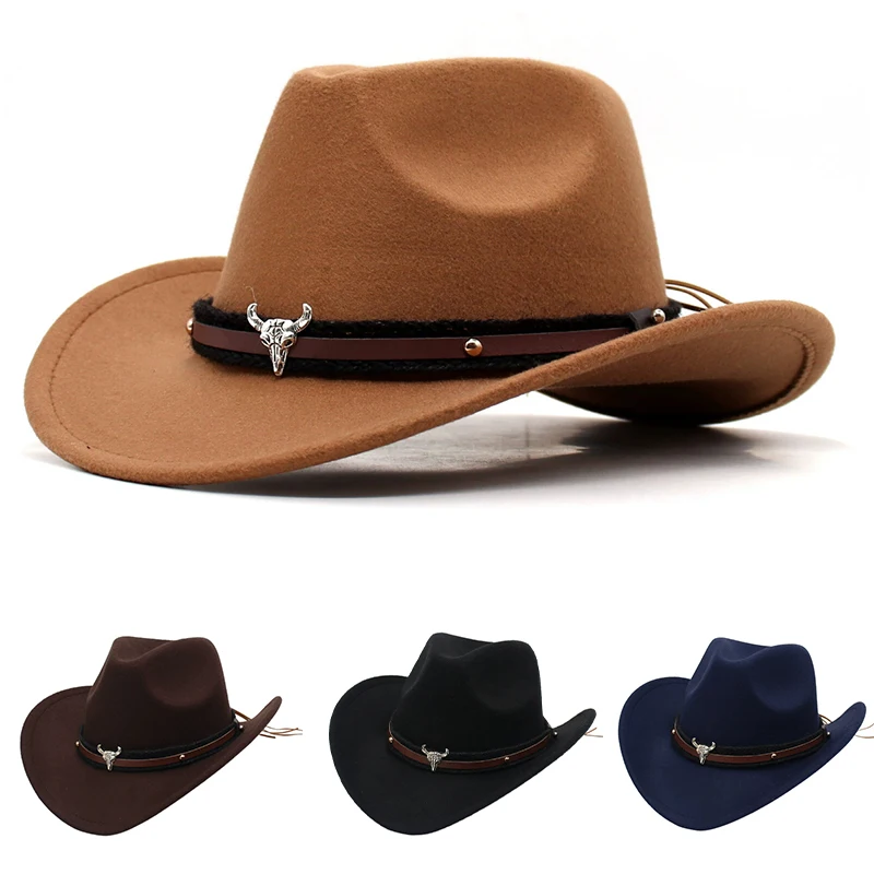 

Unisex Trendy Western Cowboy Hat Cowgirl Cap Fedoras Costume Accessory for Halloween Christmas Birthday Masquerade Party Hats
