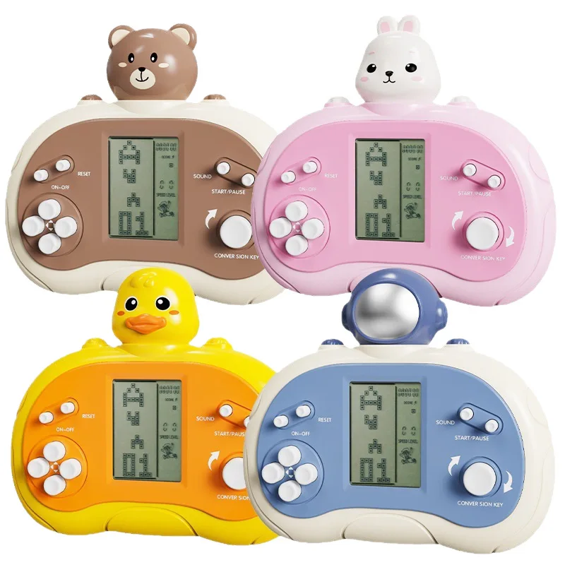 2025 Hot Kids Retro Tetris Handheld Game Console - Cute Animal Press Toy Educational Puzzle Toy for Children Portable Mini Game