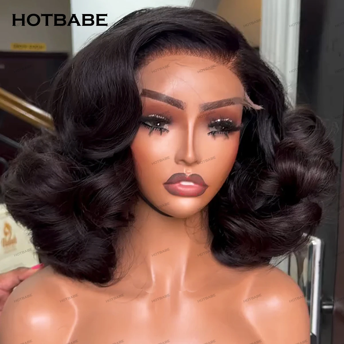 400 Density Super Double Drawn Bouncy Curly Wear And Go Glueless Wigs Human Hair 13x6HD Lace Frontal Wig 100% Human Hair HOTBABE
