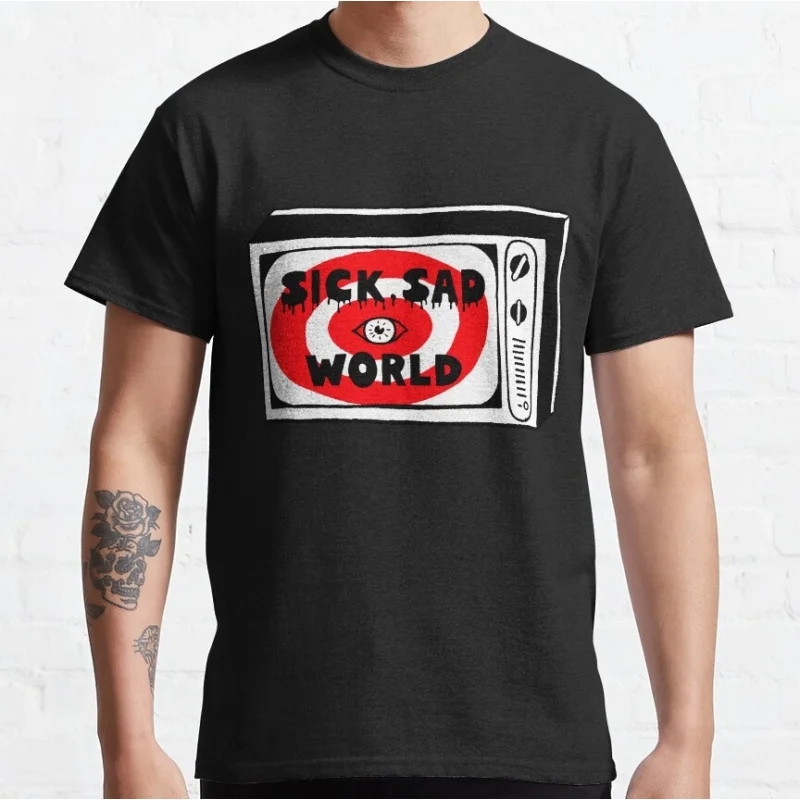 

Retro Sick sad world tv shows Gift t shirt 90s Nostalgia cartoon Graphic Clothes 1201 Large size Tops 100% cotton print tee