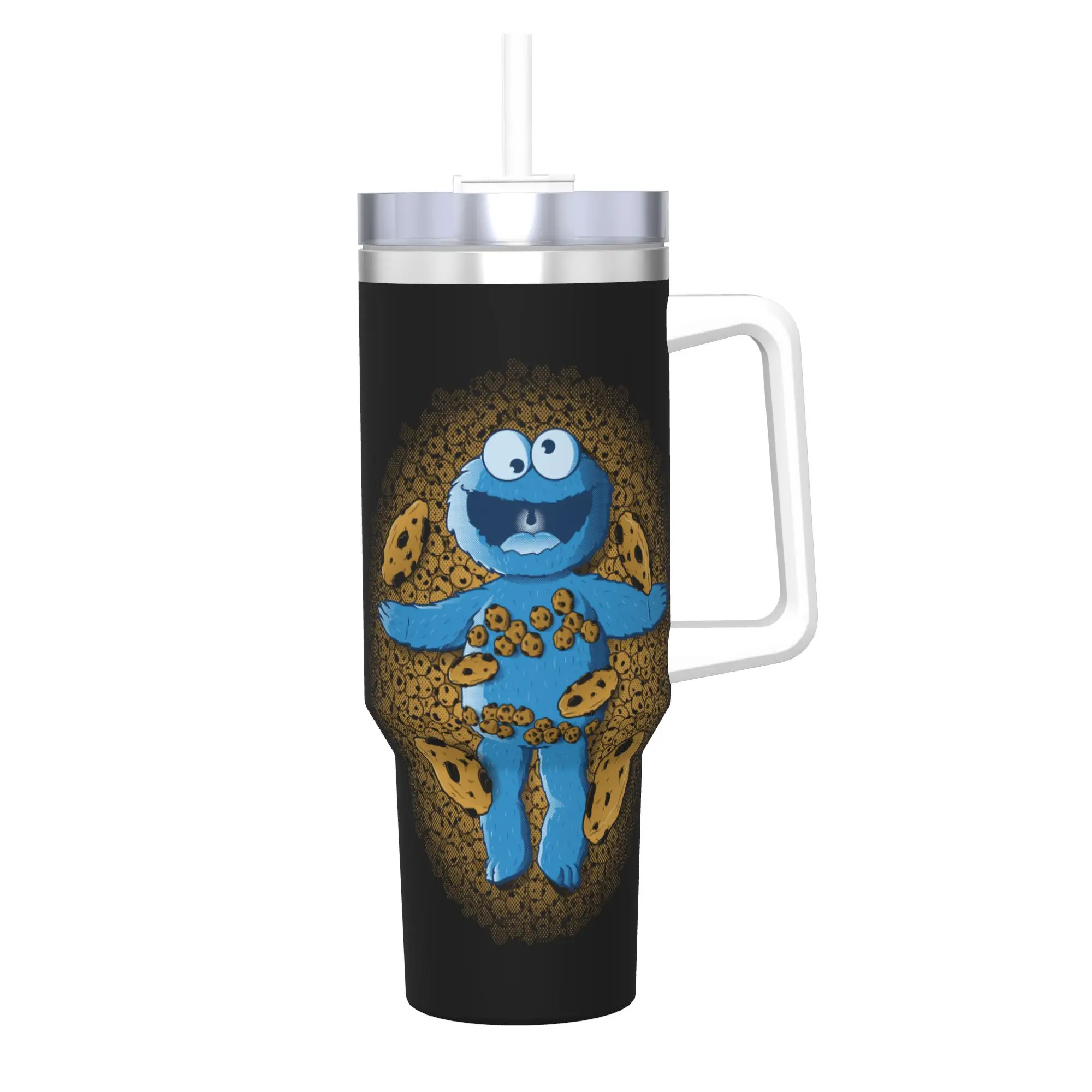 Stainless Steel Tumbler Cookie Monster American Cookie Coffee Mug  Heat Preservation Cold Drink Car Mugs Travel Water Bottle