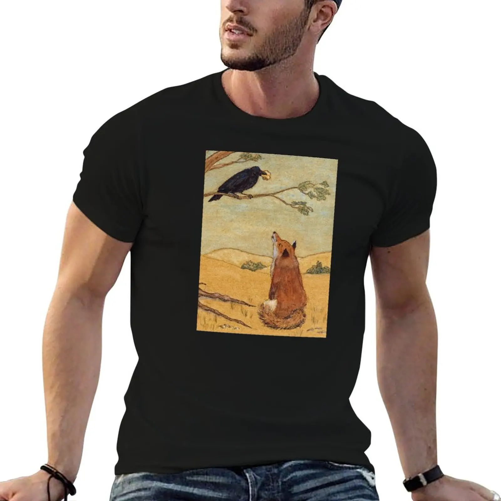 Aesops Fable the Fox and Crow T-Shirt Running Performance Short Sleeve Tee