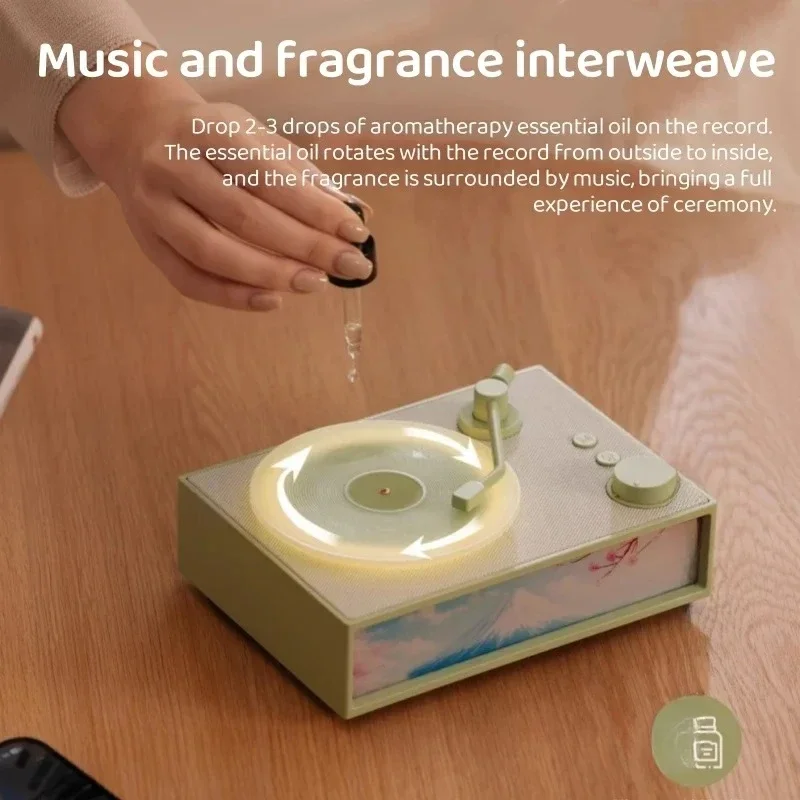 Retro Wireless Bluetooth Speakers Time Machine Stereo Turntable Aromatherapy Light Color Multifunctional Speaker Caixa De Som