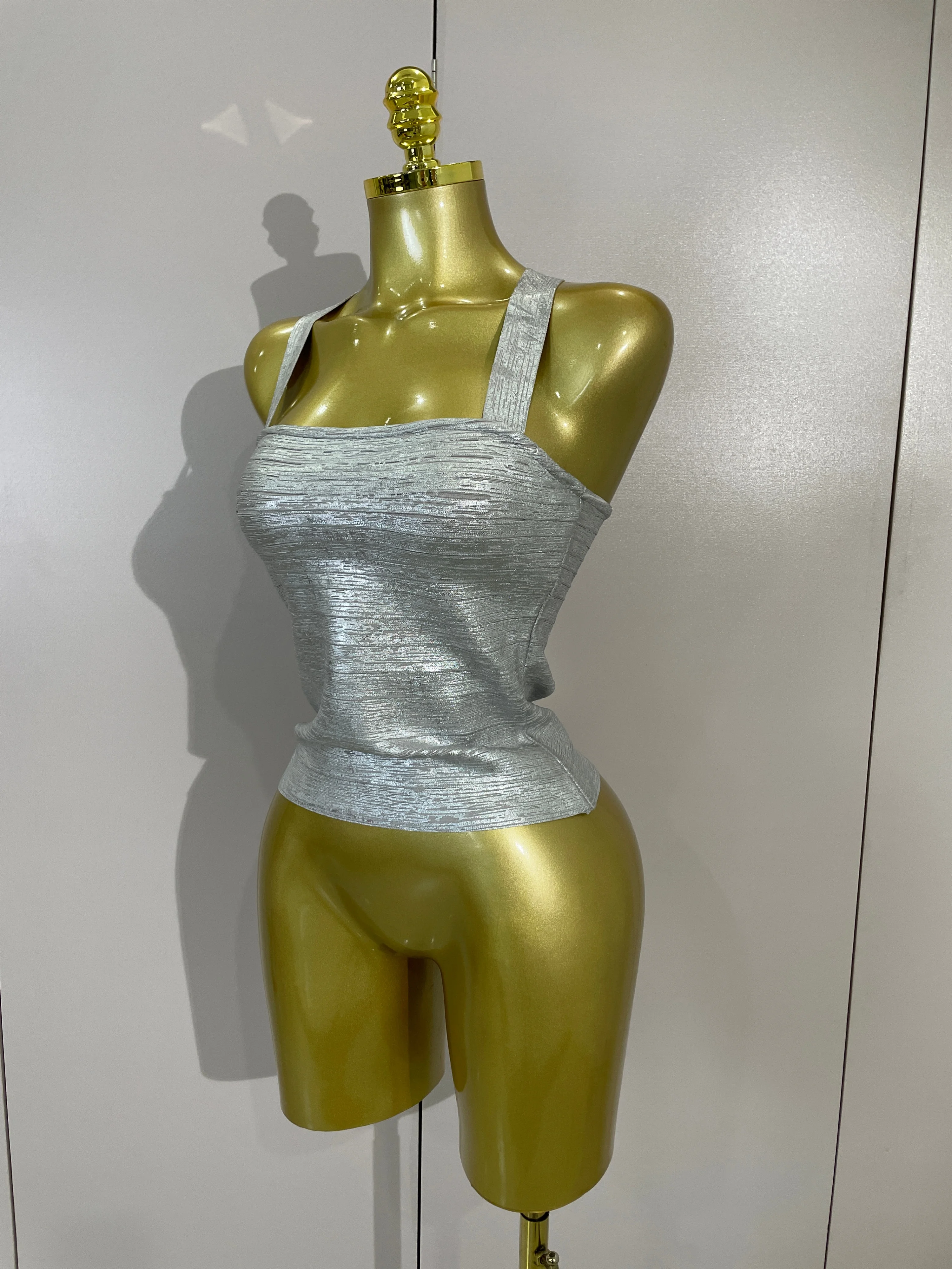 Women Sexy Square Neck Mini Bodycon Bandage Top Luxury Birthday Evening Party Elegant Knitted Clothing Club Stage Outfit