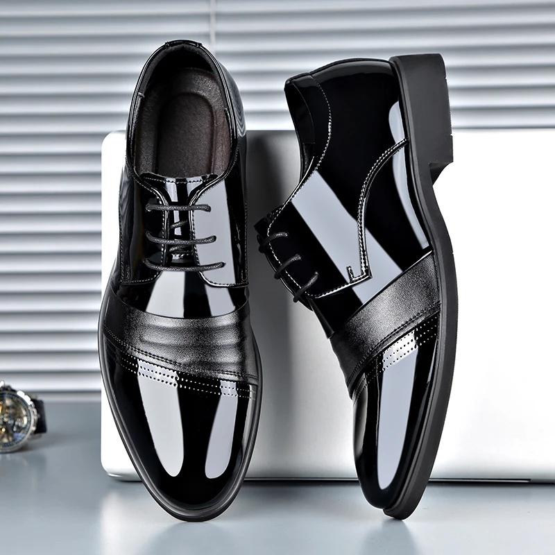 

Mens Formal Business Shoes Pointed Toe Wedding Shoes with Comfortable Height Increase