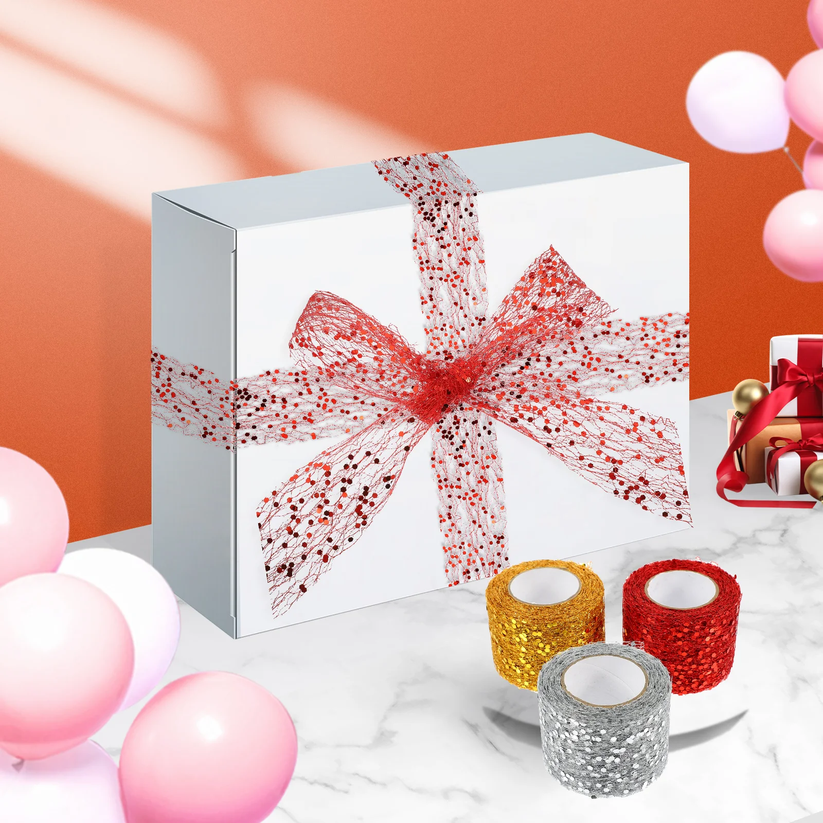 

3 Rolls Green Onion Mesh Tulle Ribbon Decorative Fabric Roll Household Craft Gift Supply Polyester DIY Art Packaging