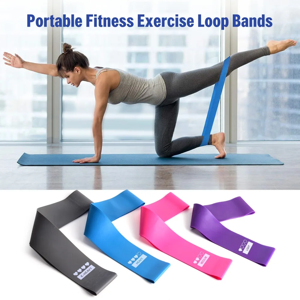 5PCS Latex Resistance Bands Flat Loop Color Coded Resistance Loop Bands Printed Levels Smooth Surface Elastic Workout Band Yoga