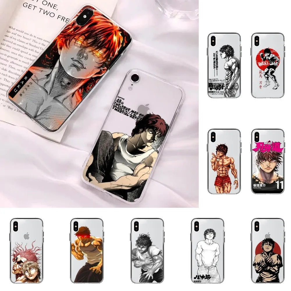 

Baki Hanma Manga Phone Case For iPhone 15 11 12 13 14 Mini Pro Max XR X XS TPU Clear Case For 8 7 6 Plus SE 2020