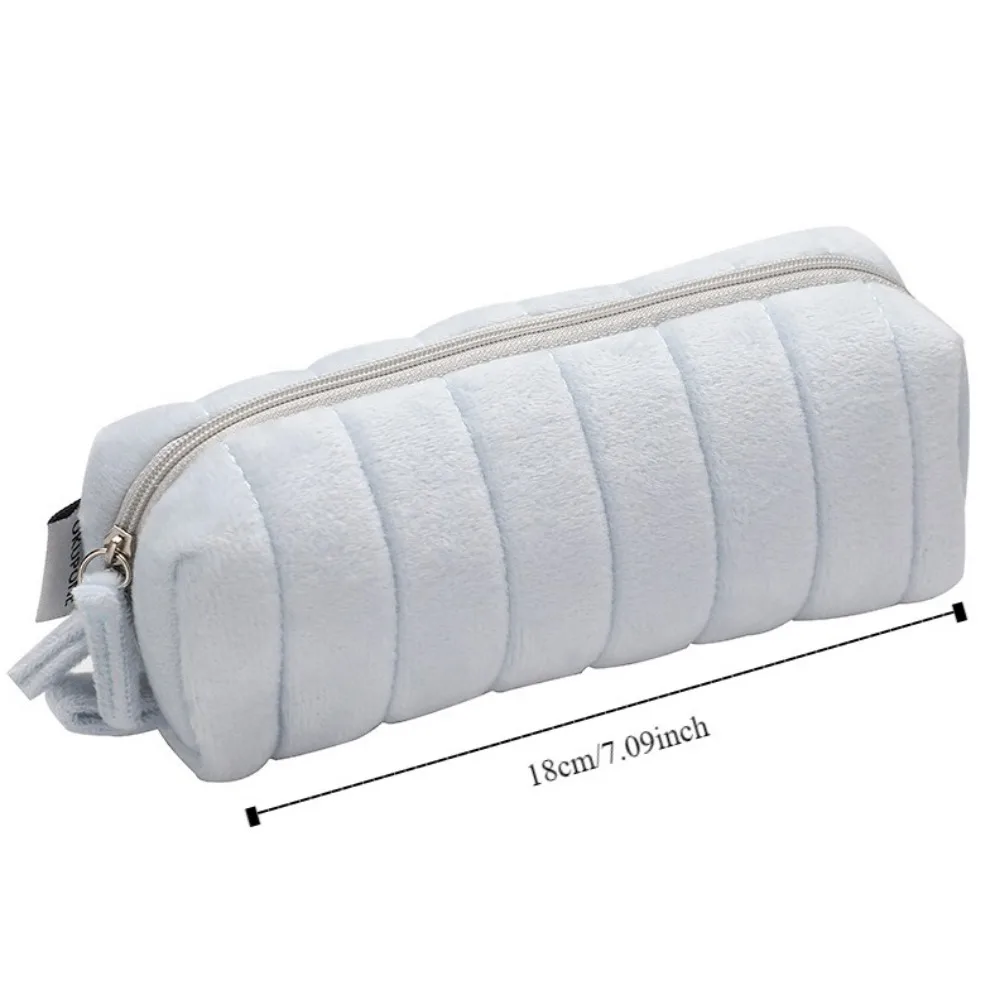 Pencil Bag Large Capacity Plush Pen Bag Bread 2 Layers Cloud Bread Pencil Case Creative Cloud Plush Storage Bag Girls