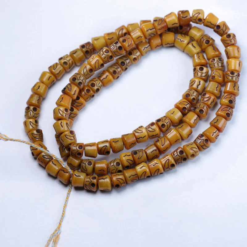 Old yak bone skull , 108 Buddhist prayer beads, long string,