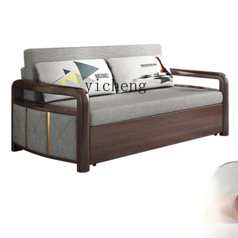ZZTQH solid wood sofa bed living room multi-functional dual-purpose foldable storage sofa retractable bed
