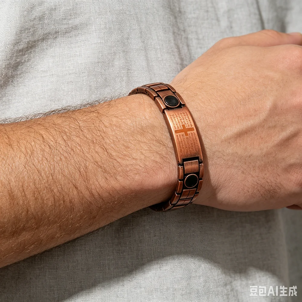 Herren Glaubens-Kreuz Magnetisches Balance-Armband Zinklegierung Edelstahl Bibelvers Gebets-Armreif Geschenk für Christen