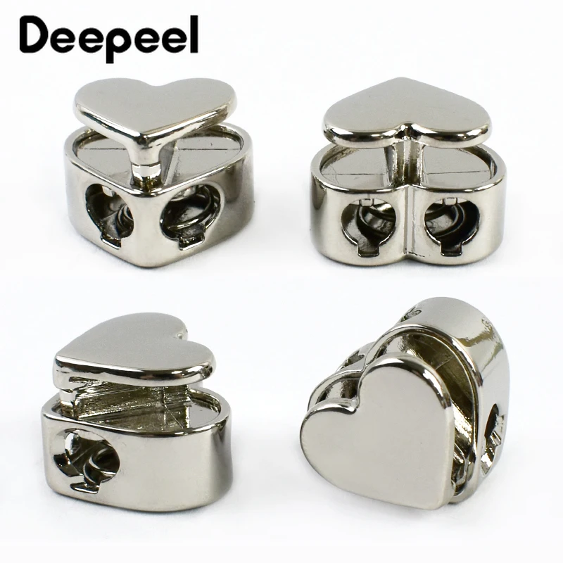 5/10/20Pcs 4mm Metal Cord Lock Eyelets Buckles Heart Rope Stopper Clothes Down Jacket Hat Cords End Adjust Locks DIY Accessories